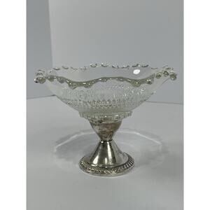 DUCHIN CREATION Glass Candy Dish Compote w Weighted Sterling Silver 925 Base